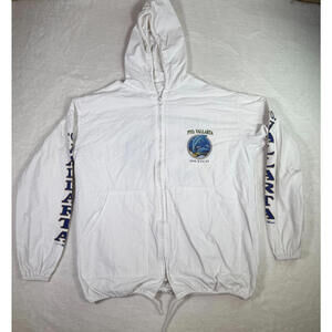 Pto‎ Vallarta Mexico White Hoodie Pullover Lightweight Zip Up Men’s Large